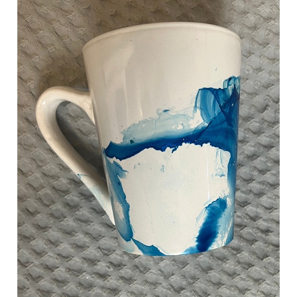 Royal Norfolk Blue White Marbled Ceramic Coffee Mug Abstract Swirl Stoneware